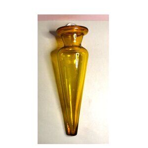Vintage Amber Glass Hanging Bud Vase Wall Mount Boho Decor Accent